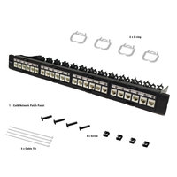 Panel Patch Jaringan Emas Kecepatan Tinggi Fangbei G6511-04008 Telecom Parts 1U Cat6A UTP Modular Rack Mount 24 Port Keystone Jack