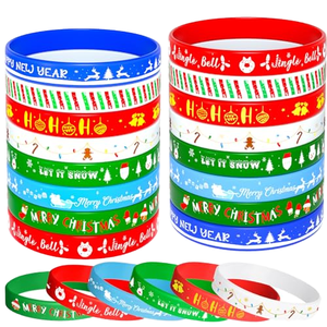 Pulsera <span class=keywords><strong>de</strong></span> Silicona, Fábrica Integral, Impresa, Multicolor, Suave, para Navidad, Año Nuevo, Fiestas, Celebraciones, Regalos - Product Image 1