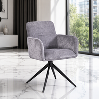 Fauteuil pivotant en tissu au design nordique moderne, avec pieds en métal noir, idéal pour salon et cuisine - Vente chaude