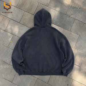 Heavyweight Boxy Fit Acid Wash Sun Faded Oversized Loose DTG Printing <b>Zip</b> <b>up</b> Blank <b>Fleece</b> Plain Vintage Hoodie for <b>Men</b> - Product Image 2