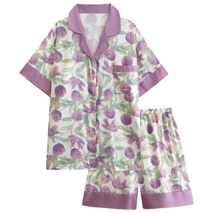 Frauen Sommer <span class=keywords><strong>Live</strong></span> Freizeit Oberbekleidung Atmungsaktive Eisse ide Zweiteiliger Pyjama Set Kurzärmliges Mädchen Stil Einteiliges Haar - Product Image 1