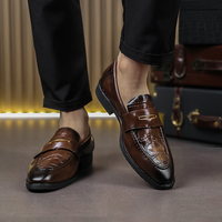 Chaussures habillées classiques italiennes bleues pour hommes, mocassins rouges pour mariage, bureau, affaires, chaussures formelles pour hommes
