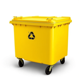 Bidone per Rifiuti Giallo da 800 L con Ruote per Uso Esterno - Product Image 2