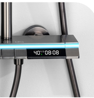 Ensemble de douche numérique à LED Lanxing avec touches de piano grises, robinets de salle de bain, robinet cascade eau chaude et froide