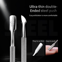 Pelle en acier ultra-mince exfoliante professionnelle en acier inoxydable à double tranchant pour enlever les ongles et pousser les cuticules