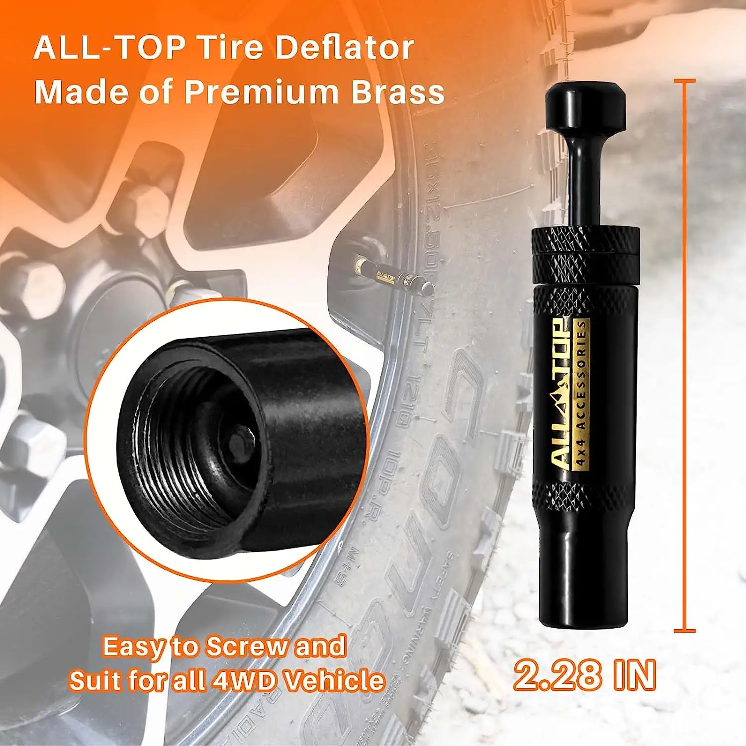 Wholesale Portable Adjustable Auto-Stop 4X4 Accessories air down automatic tire deflator spike valve