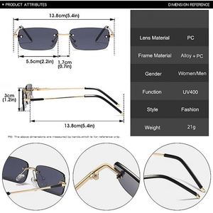 Gafas de Sol Rectangulares Pequeñas Retro de Moda 2025 para Hombre y Mujer, Lentes con Gradiente Oceánico Transparente UV400, Gafas de Sol Cuadradas sin Montura - Product Image 6