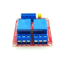 Module relais 2 canaux 5V 12V 24V avec carte rouge, isolation optocoupleur, sortie à déclenchement par niveau haut/bas