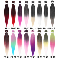 Extensions de Cheveux Tressés Pré-Étirement 26 Pouces 90 Grammes, Fibre Synthétique à Basse Température, Noir Rose Bleu Violet