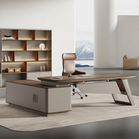 Bureau de direction de luxe en forme de L, table de bureau pour patron, mobilier de bureau en bois, design moderne, bureau de PDG