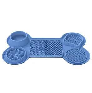 2023 tout en un bol sans alimentation chien multifonctionnel tapis à lécher bol chien mangeoire lente avec ventouses Silicone bol pour animaux de compagnie tapis