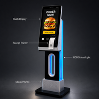 Kiosco de Pago con Pantalla Táctil Sinmar de 24 Pulgadas, Diseño Hueco con Iluminación LED para Interiores, Máquina de Autoservicio con Impresora Térmica