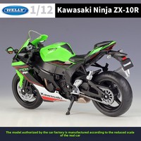 WELLY 1:12 Moto Kawasaki Ninja ZX-10R en métal pour garçons, modèle 2021, moto sportive en alliage, avec support mobile et commande de force, pour jeunes CN