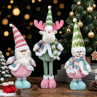 CI-273 Poupée de Noël rose, figurine de Noël debout, Père Noël, Bonhomme de neige, Renne, jouet en peluche avec jambes rétractables 2026