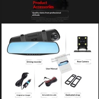 Kit de caméra de tableau de bord DVR pour voiture avec vision nocturne 1080P, écran 4,3 pouces, WIFI + double enregistrement, caméra de recul