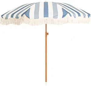 commercial outdoor beach garden Wholesale Yellow Stripe Outdoor Umbrella Cheap Beach Umbrella