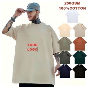 250GSM Custom Logo Retro Washed <b>Mens</b> <b>T</b>-<b>Shirt</b> 100% Cotton Loose Fit Unisex Women Casual Tee <b>Khaki</b> - Product Image 3