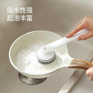 <b>Long</b> <b>Handle</b> Sponge Scouring Pad Cleaning <b>Brush</b> Non Stick Pan Dishwashing Kitchen Pot Washing <b>Brush</b> Replacement Set - Product Image 2