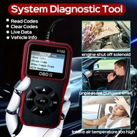 Nueva Herramienta de Diagnóstico Automotriz Multifuncional Portátil para Comercio Exterior, Lector de Códigos OBDII V100 con Pantalla de 2.4 Pulgadas, Versión en Inglés