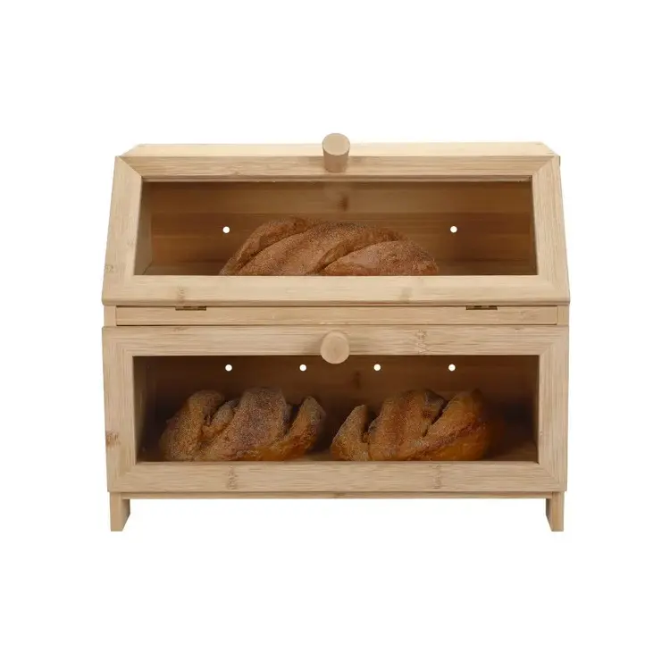 Caixa de pão de grande capacidade, bancada de cozinha, armazenamento de pão de dupla camada