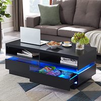 Table basse LED créative de luxe pour la maison, table basse de salon avec éclairage d'ambiance et rangement
