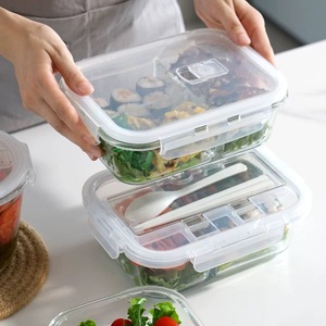 주방 밀폐 투명 식품 보관 용기 유리 보관함 투명 냉장고 정리함 식품 용기 세트 - Product Image 4