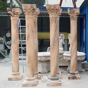 Columna Corintia Griega de Mármol Beige Natural, Pilar de Piedra Redondo para Decoración de Ingeniería Exterior BLVE - Product Image 1