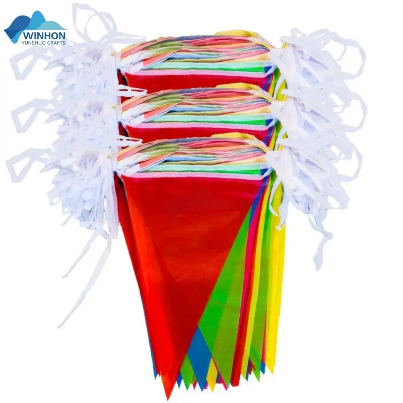 Bandiera a forma di triangolo multicolore string flag decorazioni appese pennant flag colorato poliestere triangolo pennant string flag