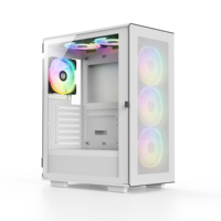 Mid Tower ATX Tempered Glass Plastic & Steel Computer Case with Water Cooling System and 3 Fans for PC Gamers