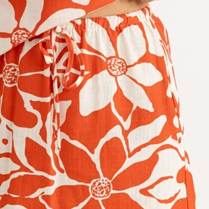 Robe courte à deux pièces pour femmes, imprimé hawaïen, col halterneck en V profond, lin de haute qualité, robe à deux pièces - Product Image 6