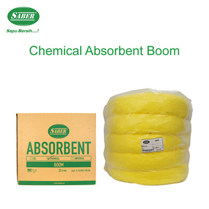 Absorbedor químico SABER de alta capacidad, Small Boom 650, manguito amarillo de absorción rápida para derrames químicos con mecanismo circular para detener fugas. - Product Image 4