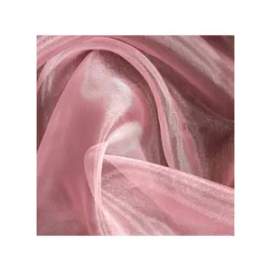 Großhandel gewebter Stoff Polyester Shinny Silk Organza Kleid Stoff für Frauen tuch