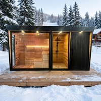 Prix d'usine – Suite de sauna extérieur tout-en-un avec zone de douche, cabine de sauna en bois de cèdre rouge à infrarouge lointain, certifiée CE ISO