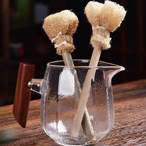New Natural Loofah Cup with Solid Wood Handle Baby Bottle Brush <b>Tea</b> Divider Kung Fu <b>Tea</b> <b>Set</b>-Evenly Distributes Cups - Product Image 1