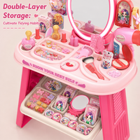 Ensemble de coiffeuse princesse 53 pièces pour enfants avec lumière, musique, miroir à capteur tactile, kit de maquillage pour filles, jouet d'imitation pour tout-petits
