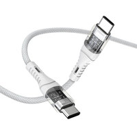 Cable USB-C a USB-C de 60W, 3A 20V, Carga Rápida, Indicador LED, Cable Tipo-C Trenzado de Nailon, 480Mbps para MacBook, iPad, iPhone 15 Pro