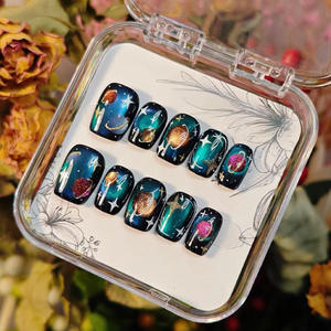 <span class=keywords><strong>Faux</strong></span> <span class=keywords><strong>ongles</strong></span> en acrylique pré-dessinés, réutilisables, de forme ballerine ou cercueil, couleurs mélangées, application facile avec <span class=keywords><strong>colle</strong></span>, certifiés CE, vente en gros - Product Image 2