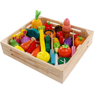Ensemble de 30 pièces de fruits à découper en bois de haute qualité avec plateau, jouets de cuisine et d'alimentation pour enfants, pour les <span class=keywords><strong>jeux</strong></span> de cuisine des filles - Product Image 3