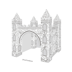Maison <span class=keywords><strong>de</strong></span> château en papier kraft, maison <span class=keywords><strong>de</strong></span> jeux en carton, jouets pour enfants, avec effaceur - Product Image 2
