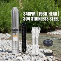 Pompe submersible pour puits profond en acier inoxydable 304, 1 CV |   Débit élevé de 34 GPM, hauteur de refoulement maximale de 196 pieds |   Pompe à eau pour l'irrigation résidentielle et agricole