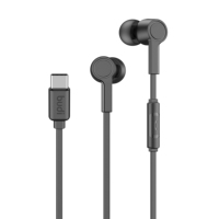 Écouteurs intra-auriculaires filaires stéréo Budi Trendy avec connecteur Type C, câble plat, micro intégré pour téléphone portable