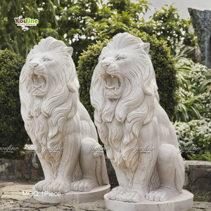 Fatti a mano di marmo bianco scultura di leone <span class=keywords><strong>statue</strong></span> - Product Image 1