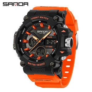 SANDA 6225 นาฬิกาข้อมือดิจิตอลสำหรับผู้ชายแฟชั่นกีฬาปีนเขามัลติฟังก์ชั่นนาฬิกาจับเวลาปลุกนาฬิกาอิเล็กทรอนิกส์กันน้ำ - Product Image 1