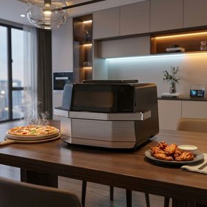Four à pizza friteuse à air 6,5 L 12 pouces 2100W double tension 9 programmes avec pierre à pizza antiadhésive et fenêtre transparente, appareil de cuisine, vente en gros - Product Image 2