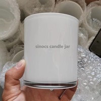 Prêt à expédier, pot à bougie vide de luxe en verre noir mat de 10 oz, blanc brillant, avec couvercle et boîte