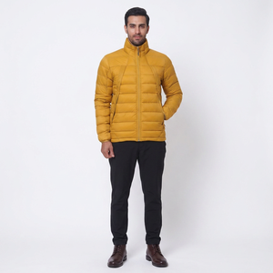 2024 New Arrival Men's Ultralight <b>Winter</b> Puffer <b>Coat</b> Stand Collar Canvas Fabric Waterproof Windproof Breathable Quick Dry Front - Product Image 1