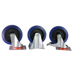 Ruedas Giratorias para Plataforma de Refrigerador, 4 Pulgadas, Silenciosas, de Goma Azul, Núcleo de PP Negro, Ruedas Industriales de Uso Medio - Product Image 1