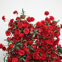 Chemin de table long en soie artificielle avec roses rouges et fleurs blanches pour décoration de mariage, allée, fête, cérémonie, banquet, scène