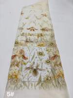 Tissu en dentelle à sequins papillon 3D motif iris glamour, tissu en tulle brodé perlé de luxe pour robe de mariée haute couture