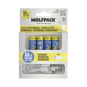 Batteria al Litio Ricaricabile "AA" 1.5V USB-C (4 Unità) - Product Image 5